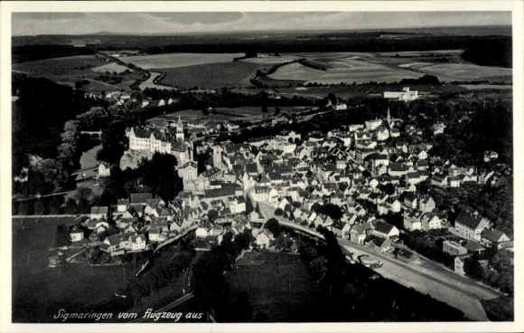 Ak Sigmaringen an der Donau, Fliegeraufnahme