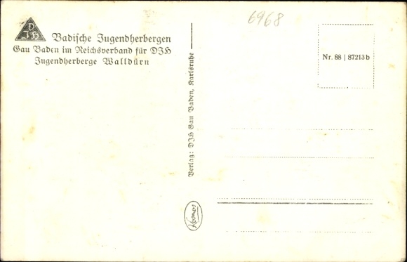 Postcard Walldürn in the Odenwald Baden, Baden Youth Hostels, Reich Association for DHJ