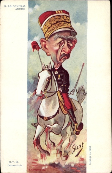 Artist PC Sirat, Le General Louis Andre, Caricature, Dreyfus Affair