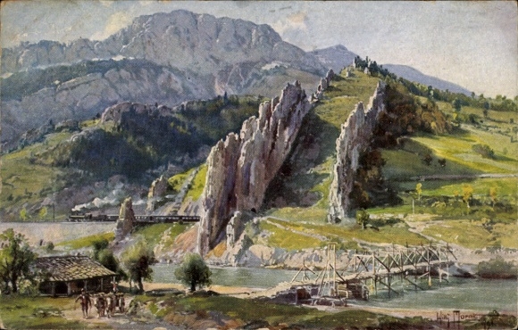 Artist Postcard Moralt, Willy, Bulgaria, exit of the Isker Valley, Field Marshal von Mackensen