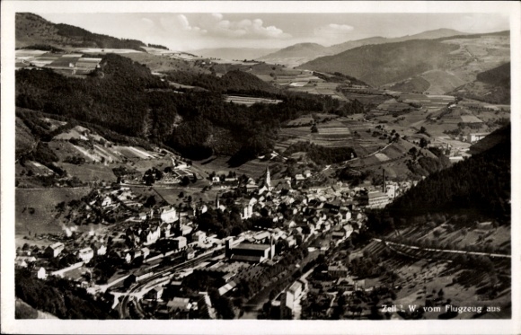 Postcard Zell im Wiesental, aerial photograph