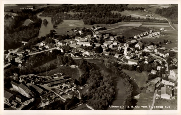 Postcard Altenmarkt an der Alz Upper Bavaria, aerial photograph