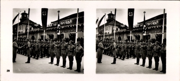 Stereo Raumbild Foto "Großdeutschlands Wiedergeburt" Nr. 29, Innsbruck in Tirol, Empfang, Hitler