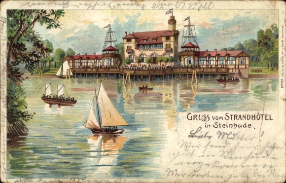 Chromo-Litho Steinhude Wunstorf in Lower Saxony, beach hotel