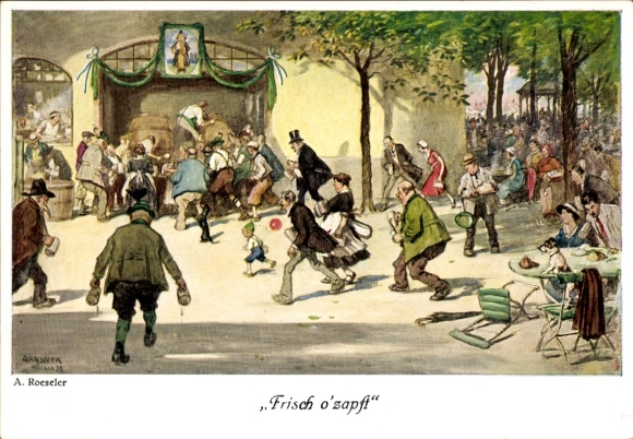 Artist Postcard Roeseler, A., Freshly tapped, Oktoberfest, Augustinerbräu