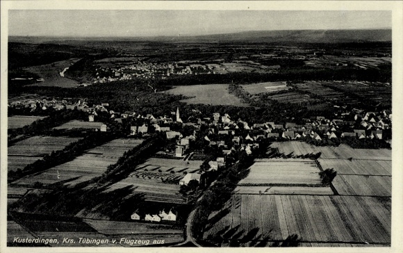 Postcard Kusterdingen in Württemberg, aerial view of Tübingen, fields, buildings