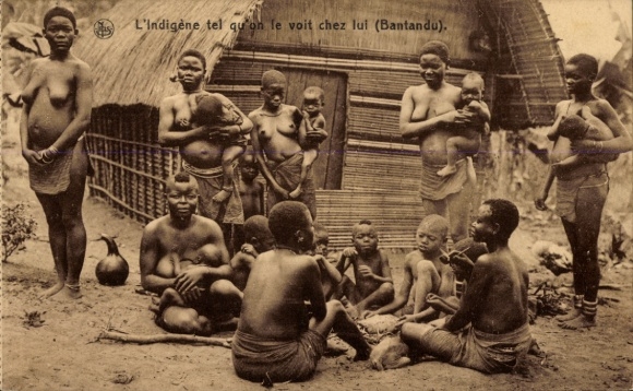 Ak Bantandu, Afrikanisches Dorf, Einheimische, Familie, Kinder, Wohnhaus