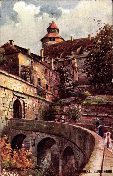 Artist PC Flower, Charles, Nuremberg in Bavaria, castle entrance