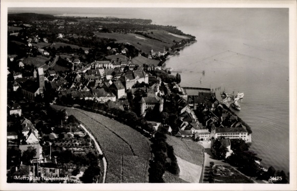 Postcard Meersburg on Lake Constance, aerial photograph