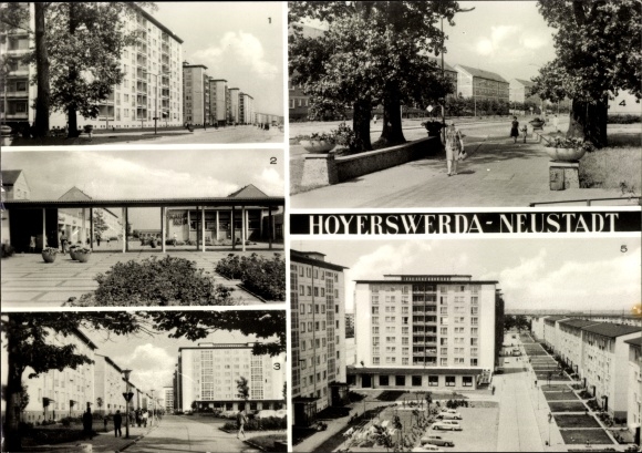 Postcard Hoyerswerda in Oberlausitz, Neustadt, Magistrale, Kaufhof, Bert-Brecht-Strasse