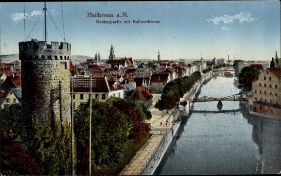 PC Heilbronn am Neckar, Neckarpartie, bulwark tower, bridges