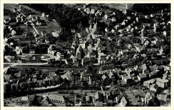 Postcard Betzdorf on the Sieg, aerial photograph