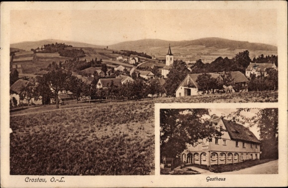 Ak Crostau Schirgiswalde Kirschau in Sachsen, Gasthaus, Blick auf den Ort,Kirche