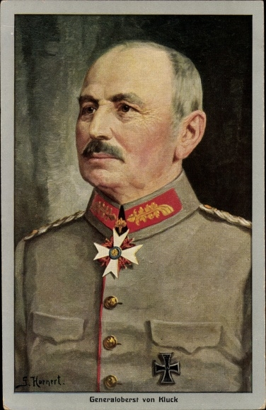 Kunstenaar Ak Hornert, kolonel-generaal Alexander von Kluck, Pour le Mérite-medaille, portret
