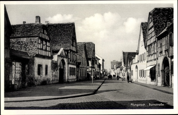 Postcard Pfungstadt in southern Hesse, Bornstrasse