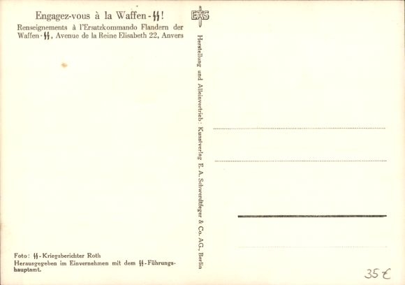 Postcard German Waffen SS, battle for a town in the east, battle, rifle, rubble, II. WW