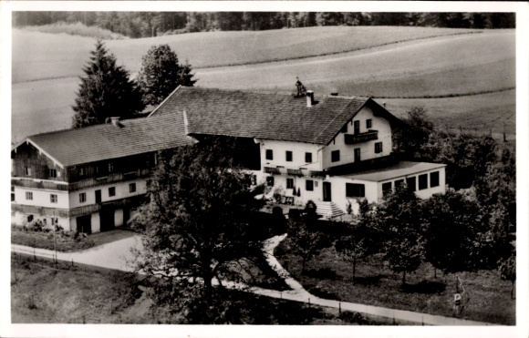Postcard Roitham Seeon Seebruck Upper Bavaria, Pension Café Gruber-Alm