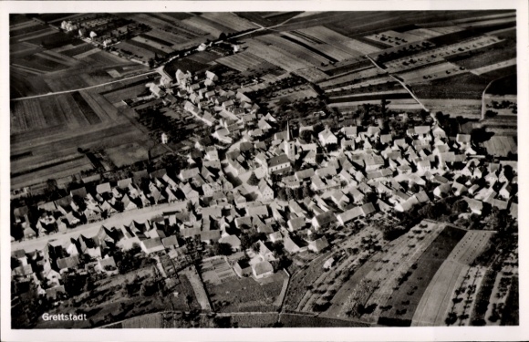Postcard Grettstadt in Lower Franconia, aerial photograph