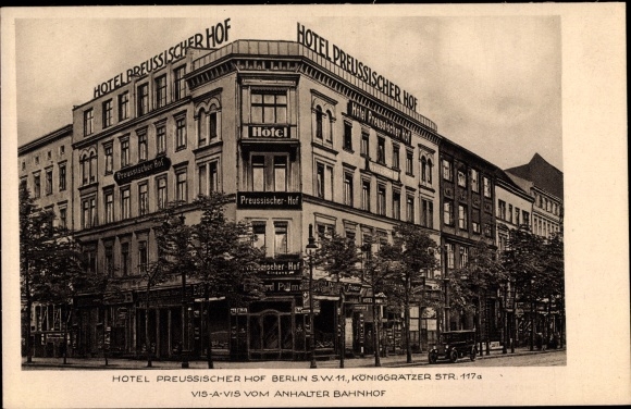 Postcard Berlin Kreuzberg, Hotel Preussischer Hof, Königgrätzer Strasse 117