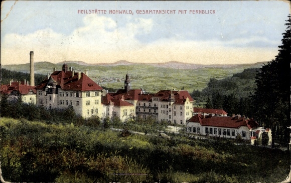 Postcard Hohwald Neustadt in Sachsen, Hohwald sanatorium, general view with distant view