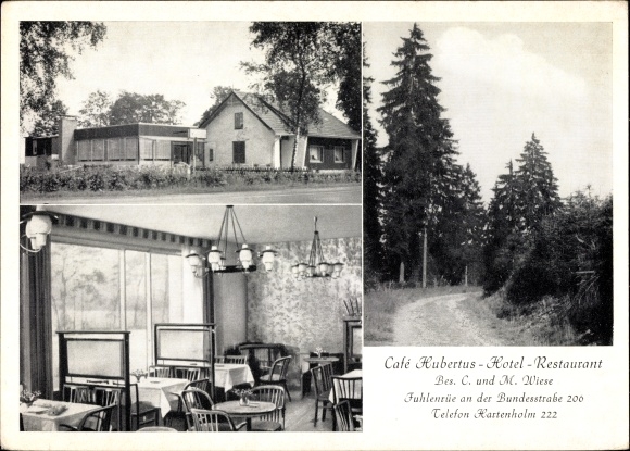 Ak Fuhlenrüe Hasenmoor in Schleswig Holstein, Cafe Hubertus, Hotel Restaurant, Inh. C. u. M. Wiese