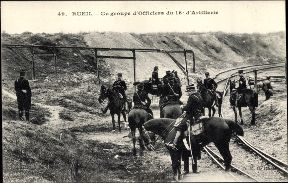 Postcard Rueil Hauts-de-Seine, A group of Officers of the 16th Artillery