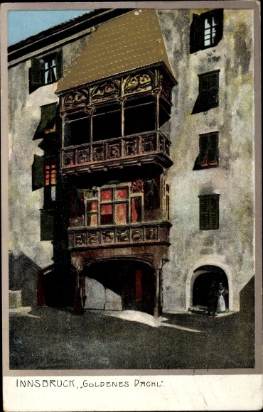 Briefkaart Innsbruck in Tirol, Goldenes Dachl, Zieher