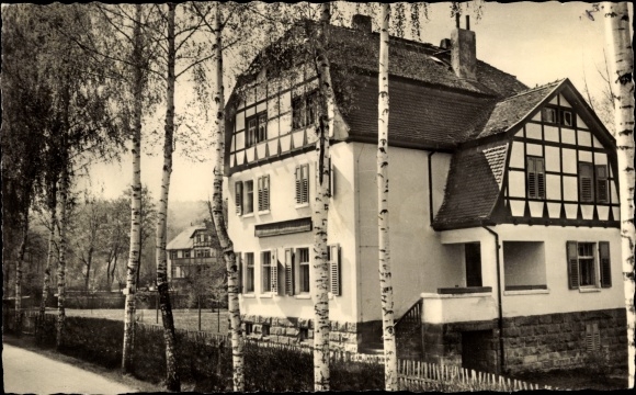 Postcard Breitenbach Wetterzeube Saxony Anhalt, FDGB convalescent home Otto Diehr, half-timbered house