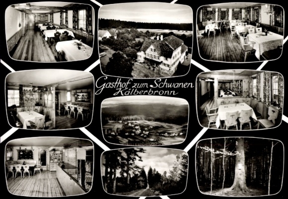 Postcard Kälberbronn Pfalzgrafenweiler in the Black Forest, Gasthof zum Schwanen, pictures of the interior and