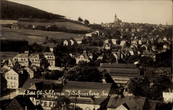 Ak Oberschlema Bad Schlema im Erzgebirge, Gesamtansicht, Schneeberg