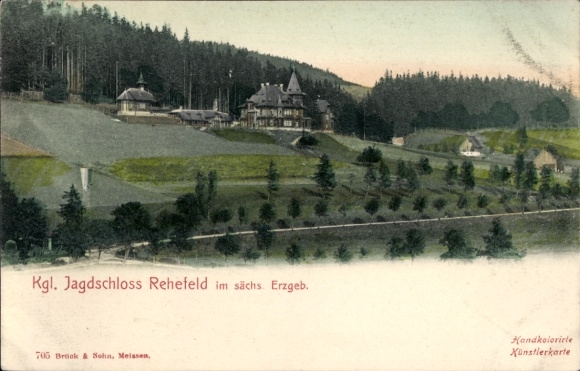 Postcard Rehefeld in the Ore Mountains, Royal Hunting Lodge