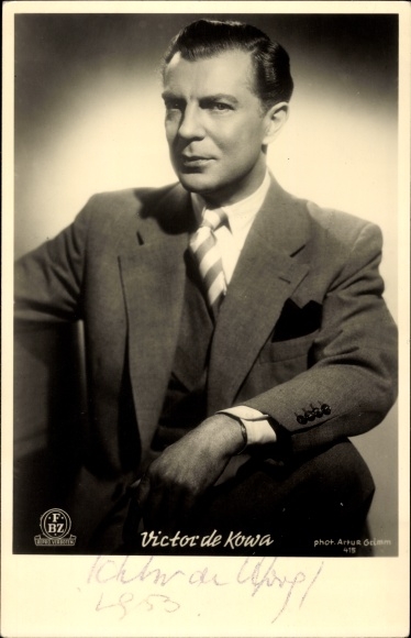 Postcard actor Victor de Kowa, portrait, autograph