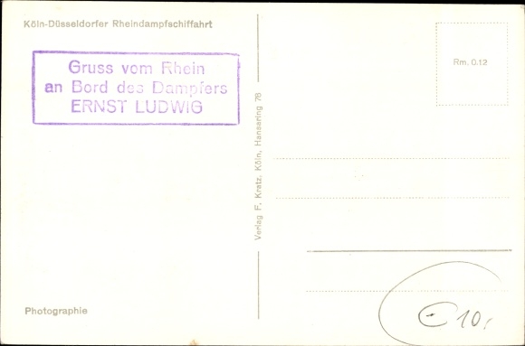 Ansichtkaart salonstoomboot Ernst Ludwig op de Loreley, Keulen Düsseldorfer Rheindampfschifffahrt