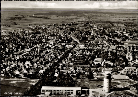 Postcard Groß Gerau in Hesse, aerial photograph