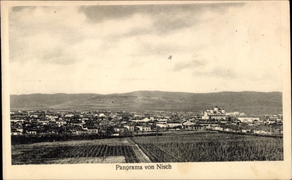 KP Niš Nisch Serbia, panorama miasta, w tle góry