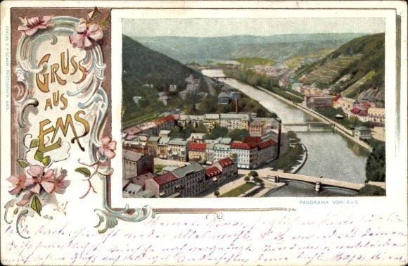 Passepartout Postcard Bad Ems an der Lahn, panorama