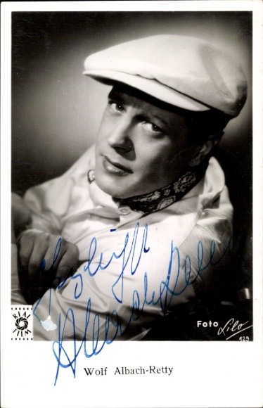 Postcard actor Wolf Albach Retty, portrait, cap, autograph