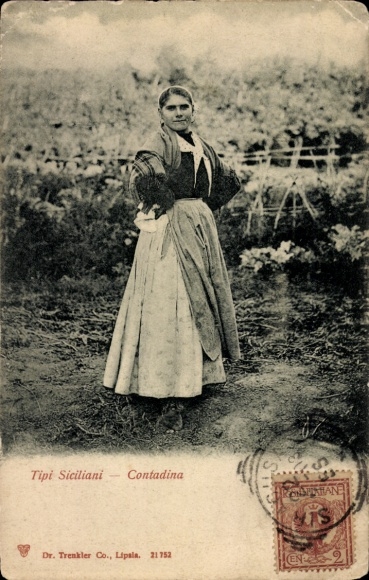 Postcard Tipi Siciliani, Contadina