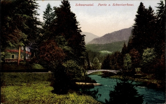 Postcard Schwarzburg in Thuringia, Schweizerhaus in the Schwarzatal