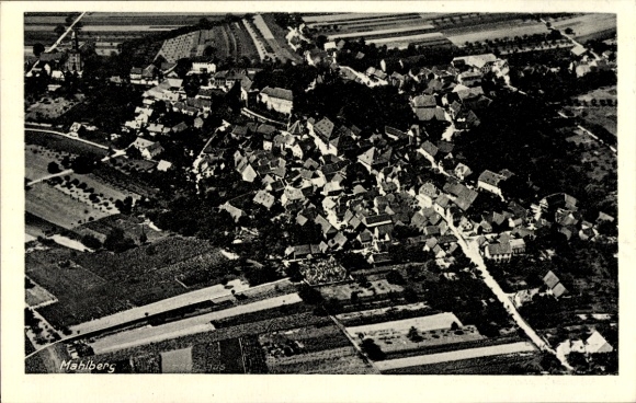 Postcard Mahlberg, aerial photograph