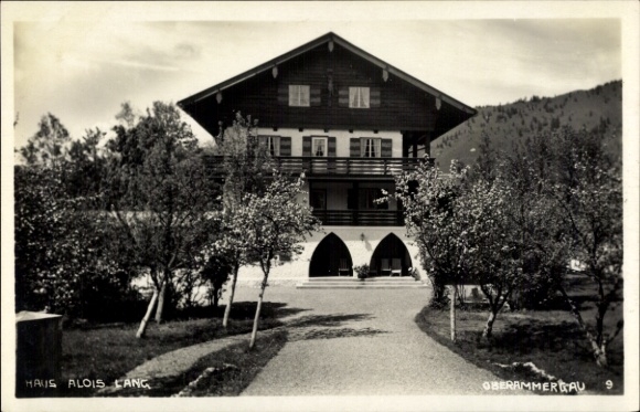 Postcard Oberammergau in Upper Bavaria, home of Passion Play actor Alois Lang