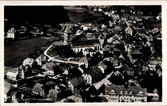 Postcard Elzach in the Black Forest, aerial photograph