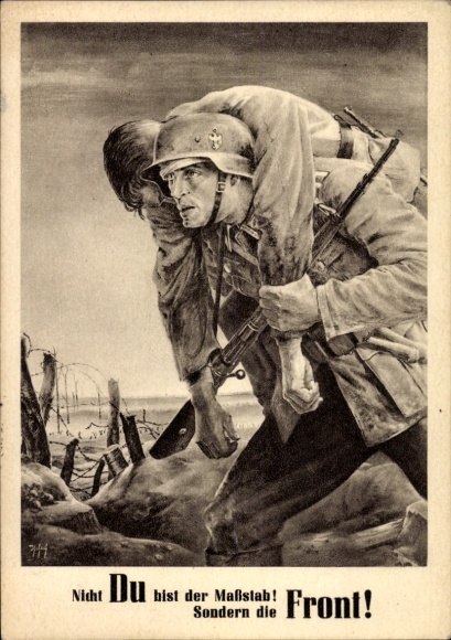 Artist Postcard Tschech, Will, It is not you who are the measure but the front, Wehrmacht, Day of the NSDAP