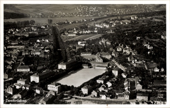Postcard Zweibrücken in der Pfalz, aerial photograph