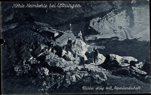 Postcard Uftrungen South Harz, Heimkehle cave, Wilder Stieg with Alpine landscape
