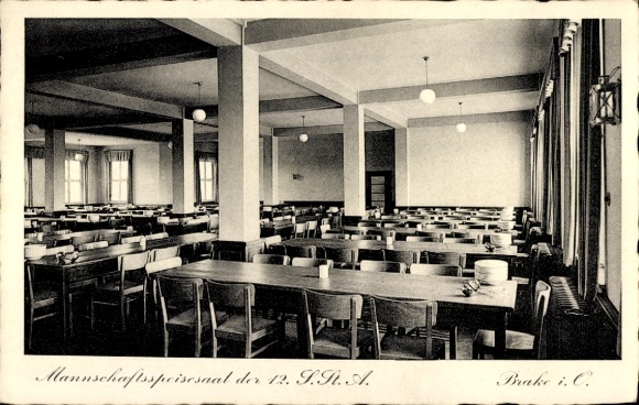 Postcard Brake on the Lower Weser in Oldenburg, crew dining room 12. Ship's main department interior view