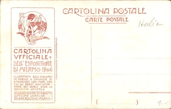 PC Milano Milan Lombardia, Esposizione 1906, Padiglione Citta di Milano