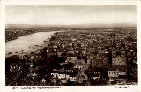 Postcard Andernach am Rhein, Panorama, Cologne-Düsseldorf Rhine Steamship Company
