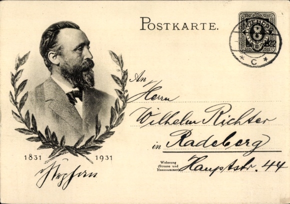 Ganzsachen Ak Heinrich von Stephan, Generalpostdirektor, Jubiläum 1931