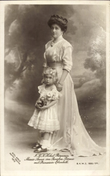 Postcard Maria Anna of Austria-Teschen, Princess Maria Anna of Bourbon Parma, Princess Elisabeth